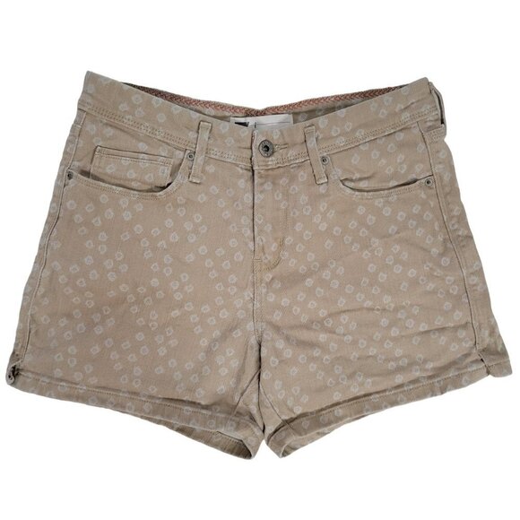 Levi's Tan Beige Mid-Rise 4" Inseam Printed Denim Shorts- Size 4 - Picture 1 of 14